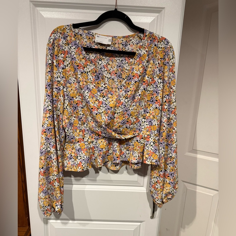 ASOS Multicolor Floral Blouse with Twist Detail